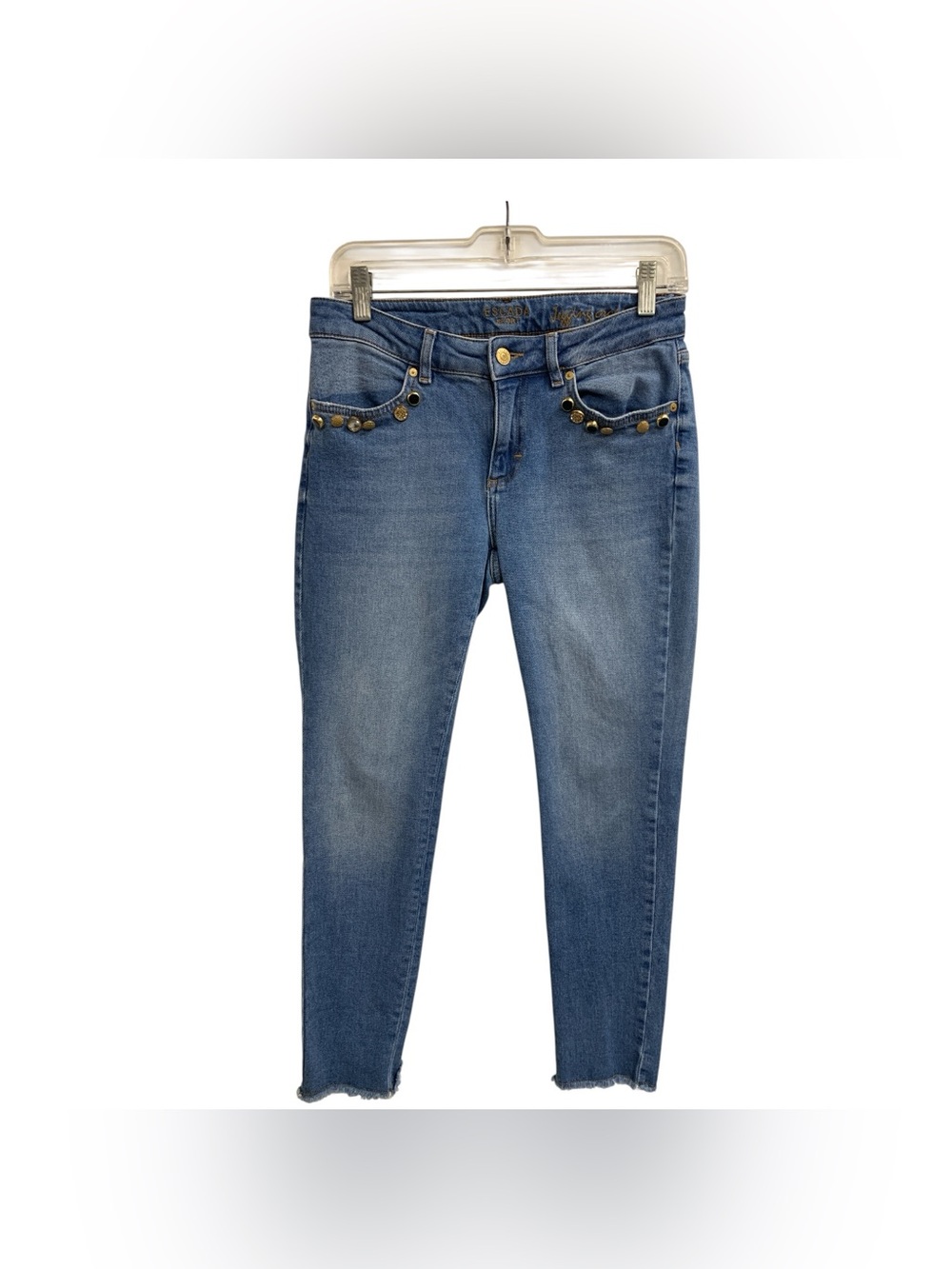 Escada Blue Ankle Jeans with Stud Accents Size M
